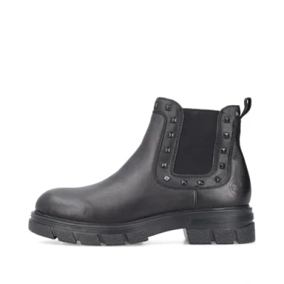 Image of Rieker Z9154 leather Chelsea boots with matt black studs (Black, UK Footwear Size System, Adult, Women, Numeric, Medium, 3.5)