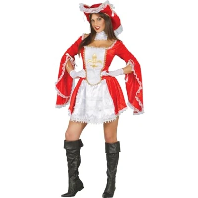 Image of GUIRCA Women&#039;s Musketeer Costume for Adults, Red, M, 80888