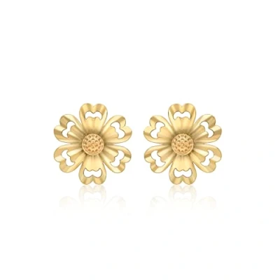Image of Carissima Gold Women&#039;s 9 ct (375) Yellow Satin and Polished 9.5 mm Stud Earrings
