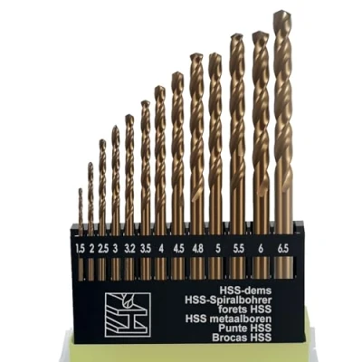 Image of 13Pack HSS Twist Drill Bit Set Metric M35 Cobalt Steel High Speed Titanium Coated Tool Extremely Heat Resistant with Straight Shank 1.5mm 6.5mm for Drilling Wood, Metal &amp; Plastic