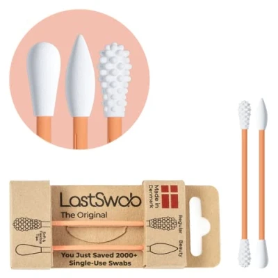 Image of LastSwab Reusable qtips Double Pack Cotton Swabs for Ear Wax Cleaning and Pointed Makeup removal Zero Waste Eco friendly, Organic Sustainable products