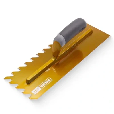 Image of Refina NotchTile Gold Adhesive Spreading Notched Tiling Trowel Right Handed 14&quot; (355mm) with 12mm Notches 2023612R