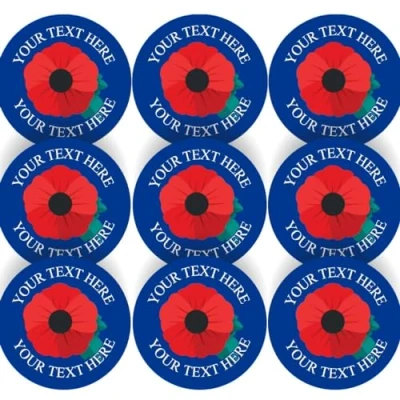 Image of 144 Personalised Poppy 30 mm Glossy Reward Stickers School Teachers &amp; Parents