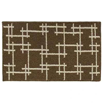 Image of JVL Vector Machine Washable Latex Backed Doormat, 50x80cm, Brown