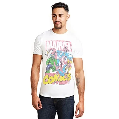 Image of Marvel Men&#039;s Call Out T Shirt, White (White White), S UK