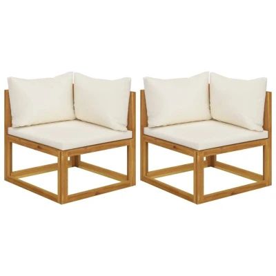 Image of vidaXL Sectional Corner Sofas 2 pcs with Cushions Solid Wood Acacia