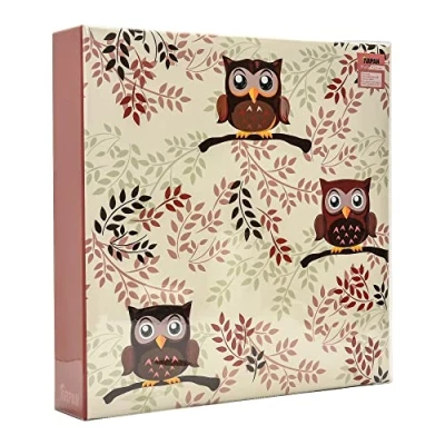 Image of Arpan Extra Large 3 Ring Binder Self Adhesive Photo Album 20/Sheets 40/Sides (Owl)