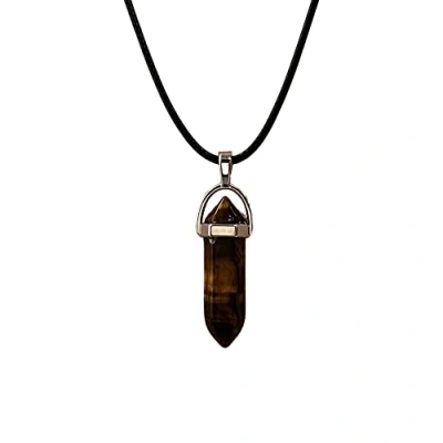 Image of VIE Double Point Pencil Pendant, Black String (Tiger&#039;s Eye)