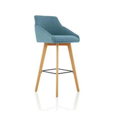 Image of Carmen Bespoke Quench Fabric Wooden Leg High Stool