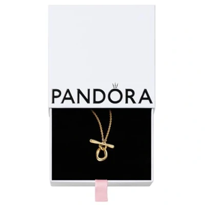 Image of Pandora Gold Organically Shaped Circles T bar Necklace