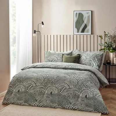 Image of Hoem Nola Abstract Geometric Duvet Cover Set, Olive