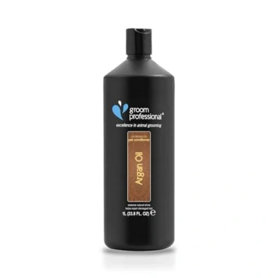 Image of GROOM PROFESSIONAL Argan Oil Dog Conditioner Repairing For Dogs with Damaged Hair Detangling Dry and Itchy Skin Renewing Formula, 1 Litre