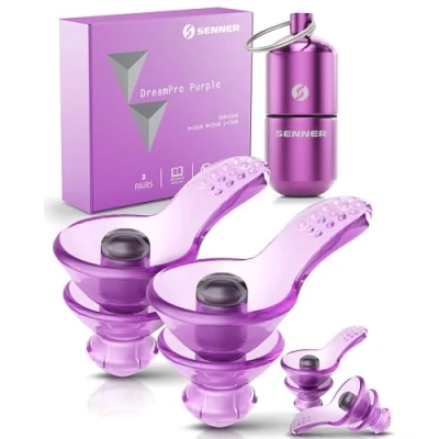 Image of Senner ® DreamPro Earplugs for Peaceful Sleep Ideal Hearing Protection in Noisy Environments and Side Sleepers Anti Snore Ear Plugs Hypoallergenic, Contains 2 Sizes, Aluminum Container