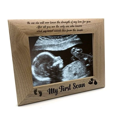 Image of Baby New Pregnancy First Scan Wooden Photo Frame Gift (4 x 6 Inch)