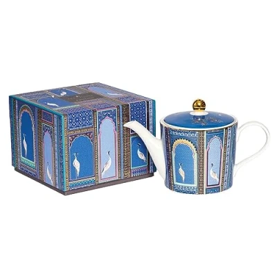 Image of Sara Miller India Collection Tea Pot Lattice Window&#039;s Indigo