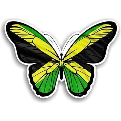Image of Beautiful Butterfly With Jamaica Jamaican Country Flag Design Vinyl Car Sticker decal 130x90mm approx.