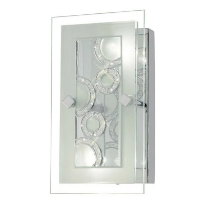 Image of Destello Wall Lamp, Ceiling Rectangle with Circle Pattern 2 Light Polished Chrome, Crystal