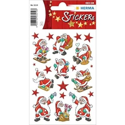 Image of HERMA 3219 Christmas Stickers, Santa Claus (63 Paper, Matte) Self Adhesive Decoration, Permanent Labels for Christmas, Gifts, Crafts, Advent Calendar, Colourful