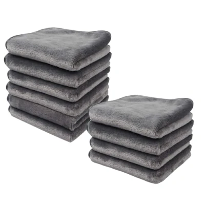 Image of HIDMD Makeup Remover Cloths for Face, Eye, Lips Flannel Face Cloth Reusable Pads Soft Microfiber Facial Cleansing 8 x inch 10 Pack Gray