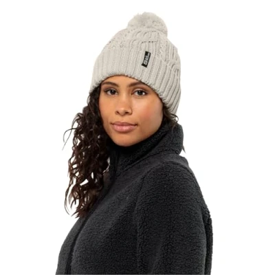 Image of Jack Wolfskin Pompom Beanie Hat, Seal, Standard Size