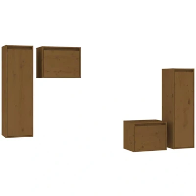 Image of vidaXL TV Cabinets 4 pcs Honey Brown Solid Wood Pine
