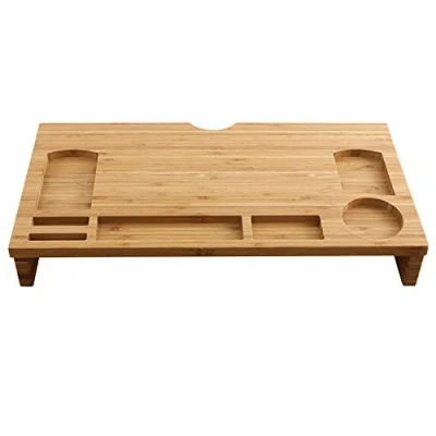 Image of Bramley Power Bamboo Wood Monitor Riser Raiser Plinth Stand for Laptop Computer TV (Original)