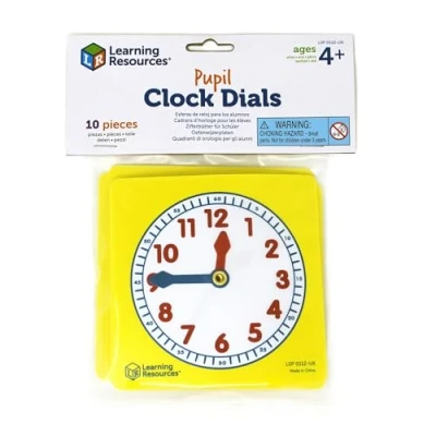 Image of Learning Resources Pupil Clock Dials (Set of 10), Clocks for Kids, to Tell the Time, Analog with Moveable Hands