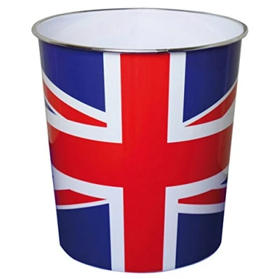 Image of JVL Union jack flag waste paper bin 25x26.5cm 100% polypropylene