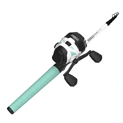 Image of Zebco Roam Spincast Reel and Telescopic Fishing Rod Combo, Extendable 18.5 Inch to 6 Foot Pole with ComfortGrip Handle, Quickset Anti Reverse Reel, Seafoam, 30