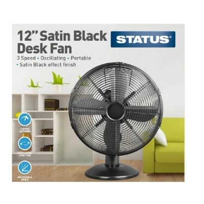 Image of Status 12 Inch Oscillating Desk Fan Satin Black