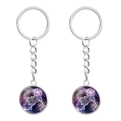Image of LT Easiyl 2pcs Zodiac Nightlight Keychains 12 Constellations Luminous Keychain Keyring Glass Sphere Constellation Key Chain for Men Women, Scorpio