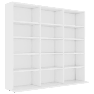 Image of vidaXL CD Cabinet Living Room Furniture Shelf Storage Bookshelf Bookcase Office White 102x23x89.5cm Chipboard