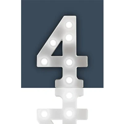 Image of Battery Operated 3D LED Number Light Perfect for use as a Night or at Weddings and Parties (Number 4)
