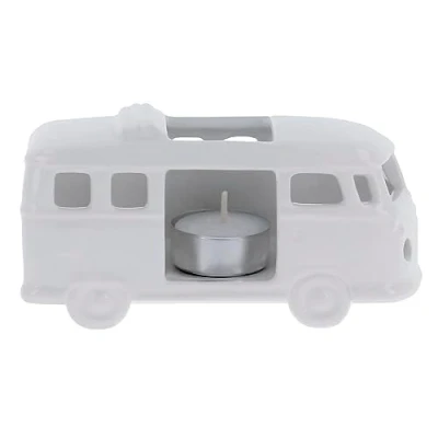 Image of BRISA VW Collection Volkswagen T1 Campervan Bus Tea Light Candle Holder Ceramic Table Decoration 1:28 (White)
