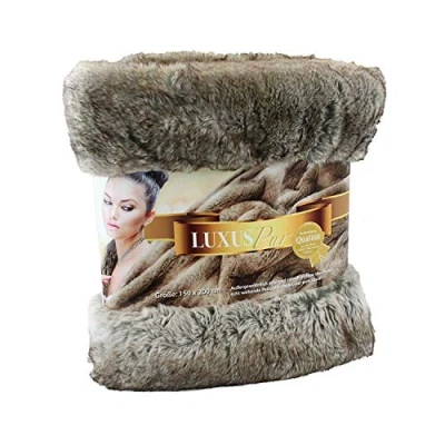 Image of Gözze Throw/Blanket, Smart Fur Look, Kodiak Bear Design, 150 x 200 cm Grey