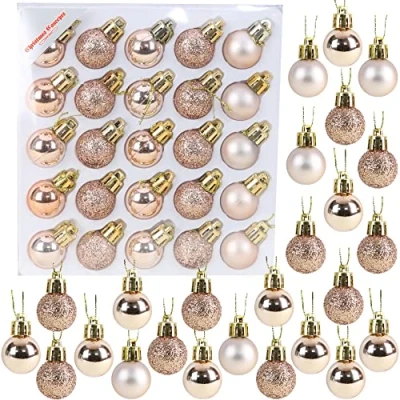 Image of Christmas Concepts® Pack of 25 25mm Mini Tree Baubles Shiny, Matte &amp; Glitter Decorated (Champagne)