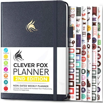 Image of Clever Fox Planner 2nd Edition Colorful Weekly &amp; Monthly Goal Planner, Time Management Productivity Organizer, Undated, A5 (Silver Black)