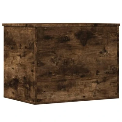 Image of vidaXL Smoked Oak Engineered Wood Storage Box Multipurpose Chest/Table for Living Room, Bedroom, Lounge 60x42x46 cm, Brown