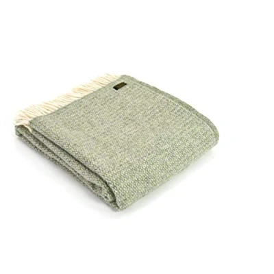 Image of Tweedmill Textiles Illusion KNEE RUG Throw Blanket 100% Pure New Wool BRITISH MADE GREEN/GREY