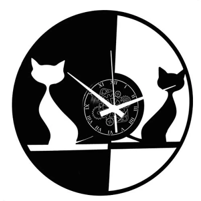 Image of Instant Karma Clocks Vinyl Wall Clock Cats, Pets, Modern Design Handmade