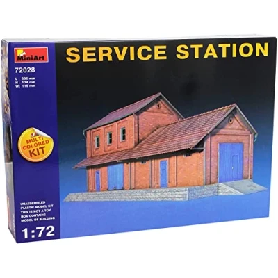 Image of Miniart 1:72 Scale Service Station Plastic Model Kit