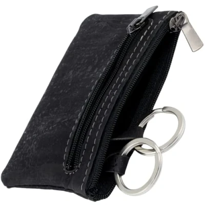 Image of Simaru Key Case Cork with Two Zips Vegan Made in EU, black, Casual