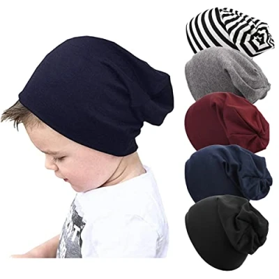 Image of DRESHOW 5 Pack Unisex Baby Hats for Kids Cotton Skull Caps Soft Cute Knit Cap Toddler Beanie 6 60 Months