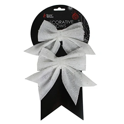 Image of PMS SET OF 2 12 X 16CM WHITE CHRISTMAS BOWS ON CARD