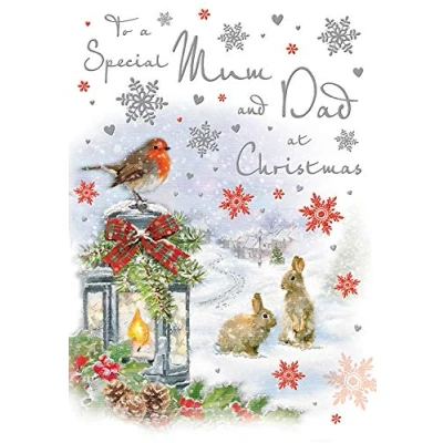 Image of Piccadilly Greetings Christmas Card Mum &amp; Dad 9 x 6 inches Regal Publishing, C85193