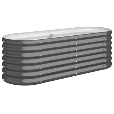 Image of vidaXL Anthracite Oval Raised Garden Bed Powder Coated Steel Planter 114x40x36 cm for Outdoors, Patios, Balconies
