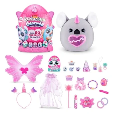 Image of Rainbocorns Eggzania Fairy Mania Koala (Charmalina) by ZURU, Plush Toy, Collectible Plush, Surprise Eggs, Wearable Accessories, Toys for Girls (Koala)