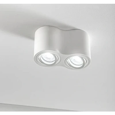 Image of CGC Lighting Modern Ceiling Spotlight Cylinder Surface Mount Adjustable Tilt Downlight GU10 (White, Round Double)