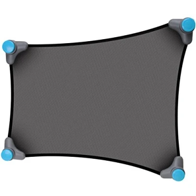 Image of Munchkin Stretch to Fit Car Window Sun Shade, Provides Maximum UVA UVB Protection, Push lock Suction for Superior Grip, Stretchy Custom Fit, Black