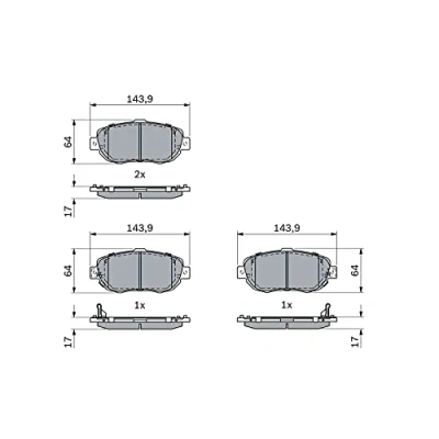 Image of 95535193951 Brake pad set BOSCH 0 986 494 882 Low Metallic with acoustic wear warning anti squeak plate, mounting manual LEXUS: GS II